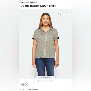 Market & Spruce Dark Green Striped Shirt